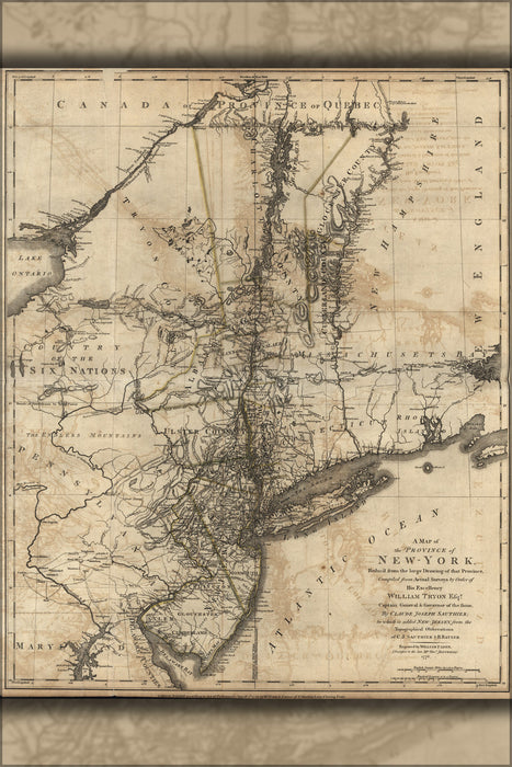24"x36" Gallery Poster, Map of the Province of New York 1777