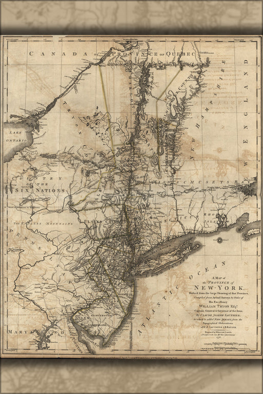 24"x36" Gallery Poster, Map of the Province of New York 1777