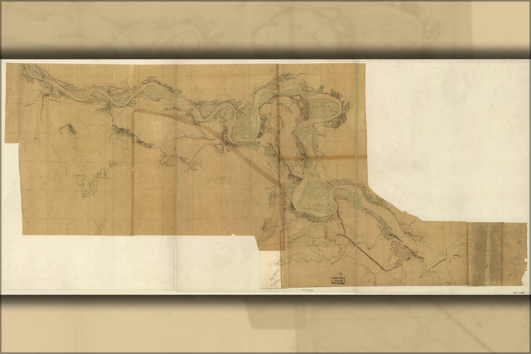 24"x36" Gallery Poster, Map of the Rappahannock River virginia 1862