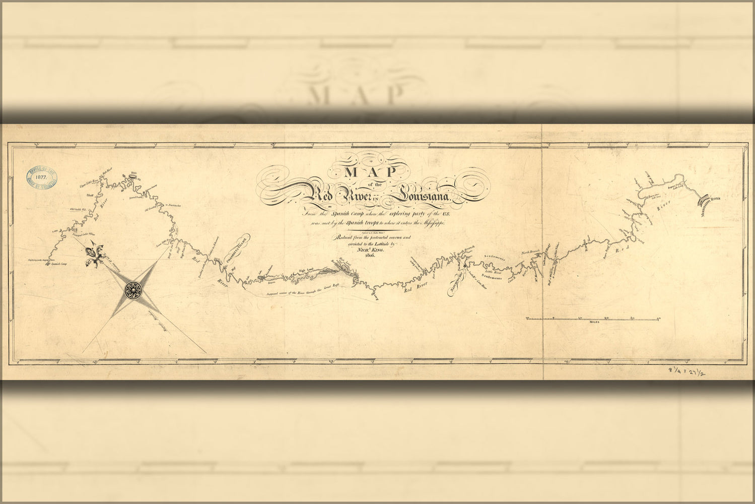 24"x36" Gallery Poster, Map of the Red River in Louisiana 1806