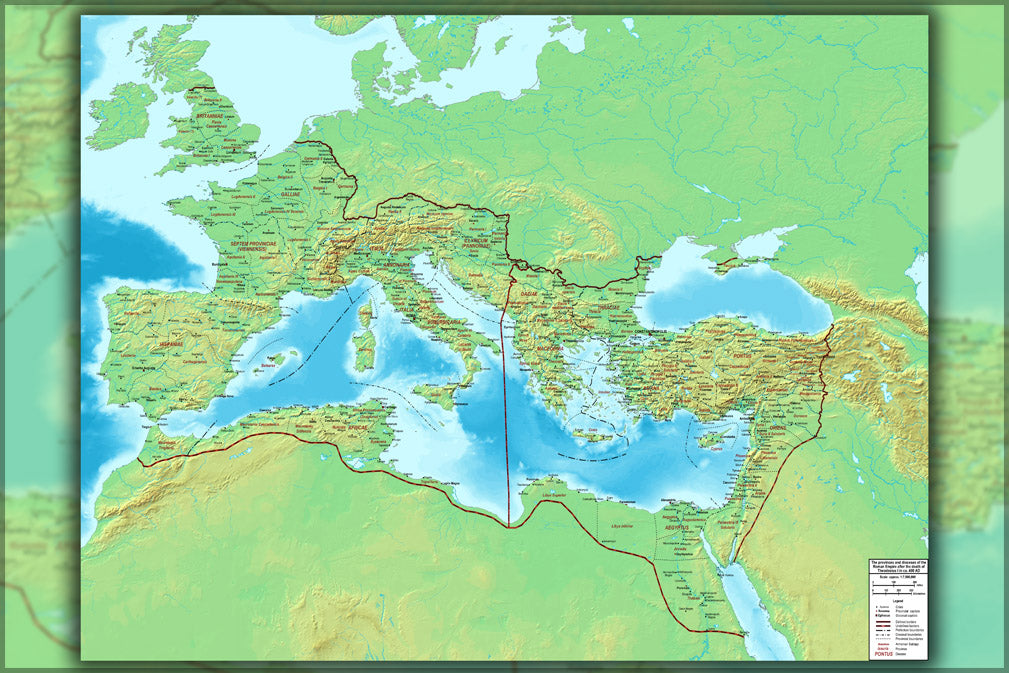 24"x36" Gallery Poster, Map of the Roman Empire ca. 400 AD