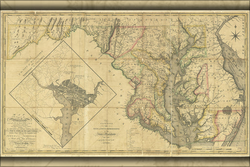 24"x36" Gallery Poster, Map of the State of Maryland 1795 p2