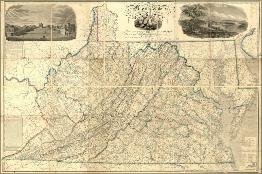 24"x36" Gallery Poster, Map of the State of Virginia 1859