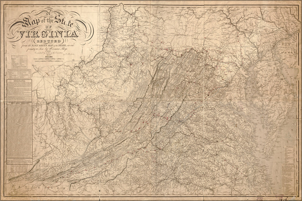 24"x36" Gallery Poster, Map of the State of Virginia 1859 p2