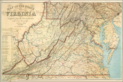 24"x36" Gallery Poster, Map of the State of Virginia 1863 p2