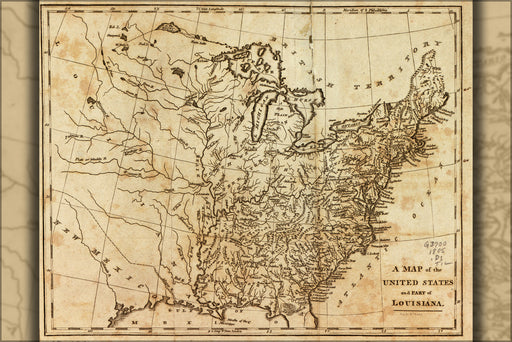 24"x36" Gallery Poster, Map of the United States 1805
