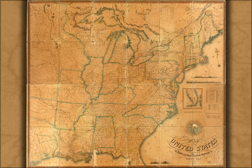 24"x36" Gallery Poster, Map of the United States 1834