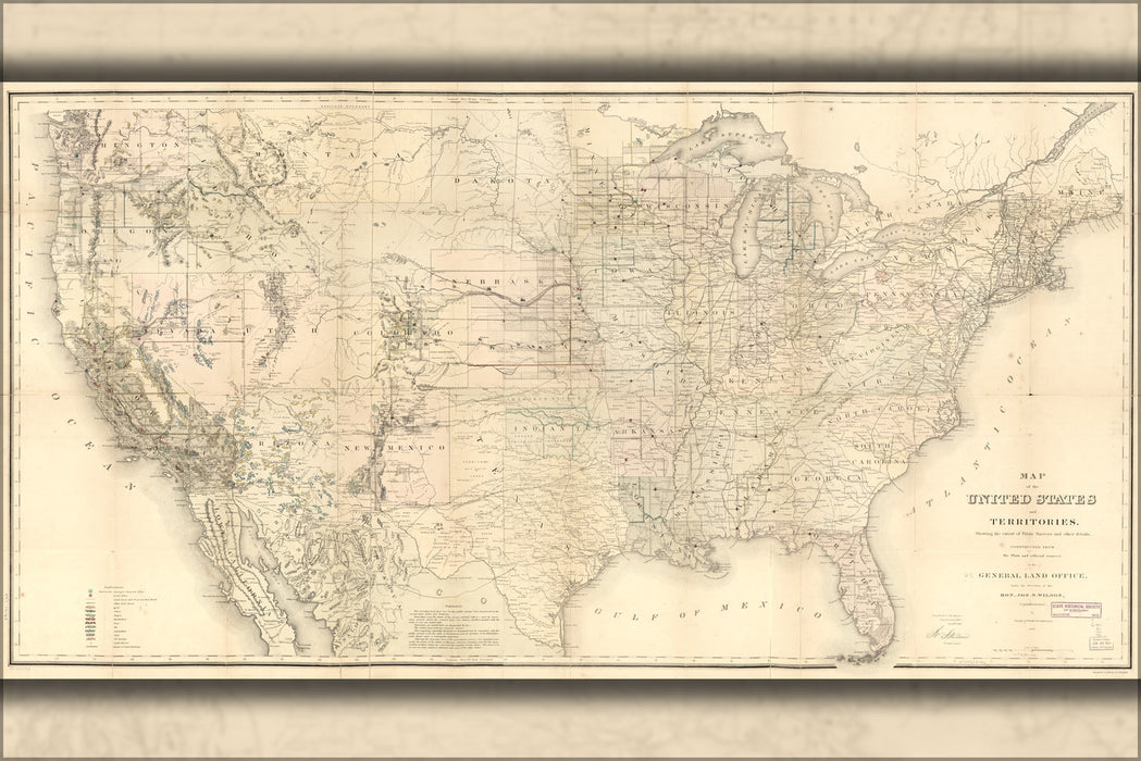 24"x36" Gallery Poster, Map of the United States 1867