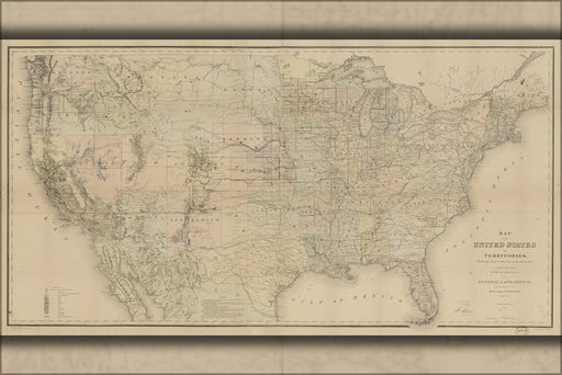 24"x36" Gallery Poster, Map of the United States 1867 p2