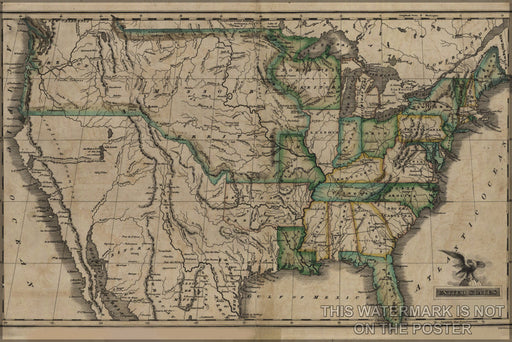 24"x36" Gallery Poster, Map of the United States c1823