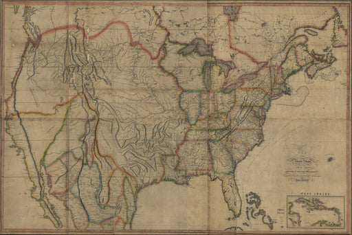 24"x36" Gallery Poster, Map of the United States of America 1816