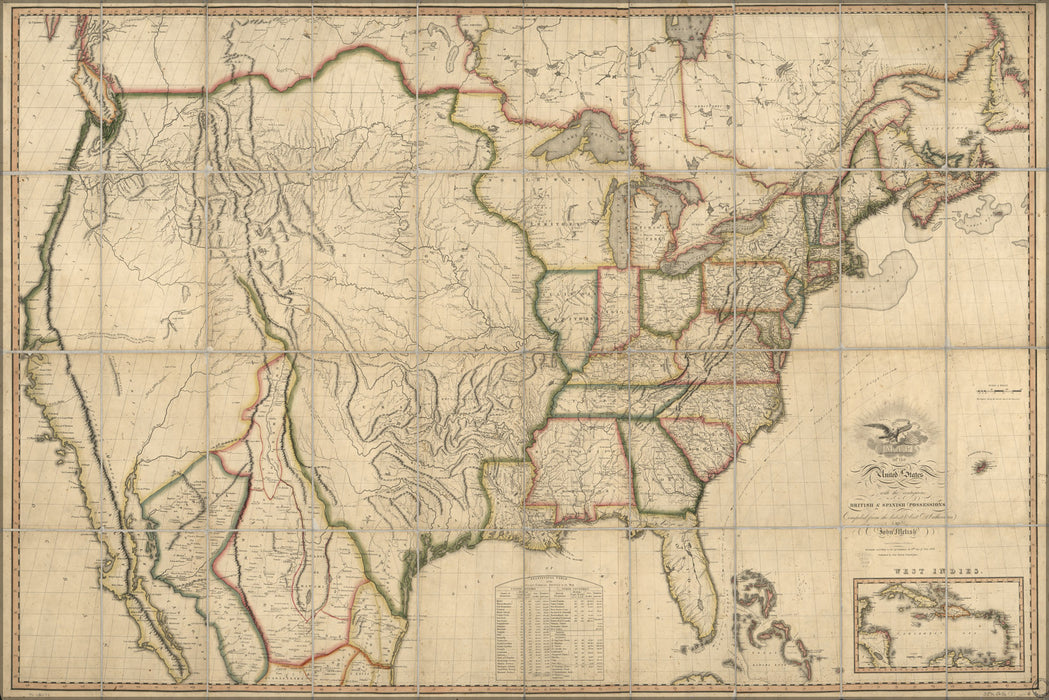 24"x36" Gallery Poster, Map of the United States of America 1816 p2