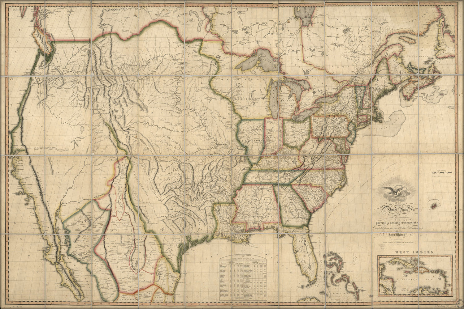 24"x36" Gallery Poster, Map of the United States of America 1816 p2