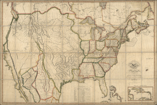 24"x36" Gallery Poster, Map of the United States of America 1816 p2