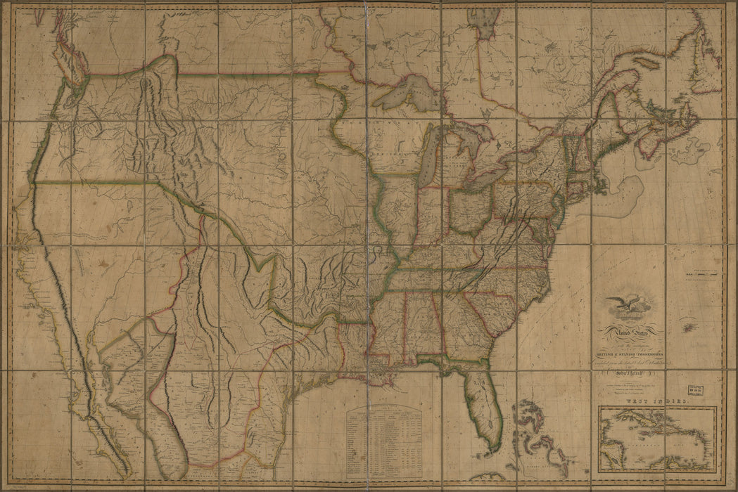 24"x36" Gallery Poster, Map of the United States of America 1818 p2
