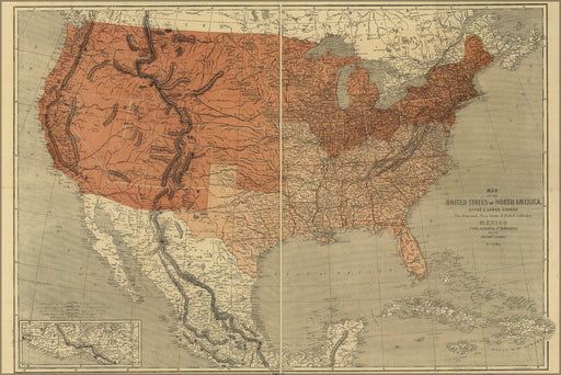 24"x36" Gallery Poster, Map of the United States of North America 1861