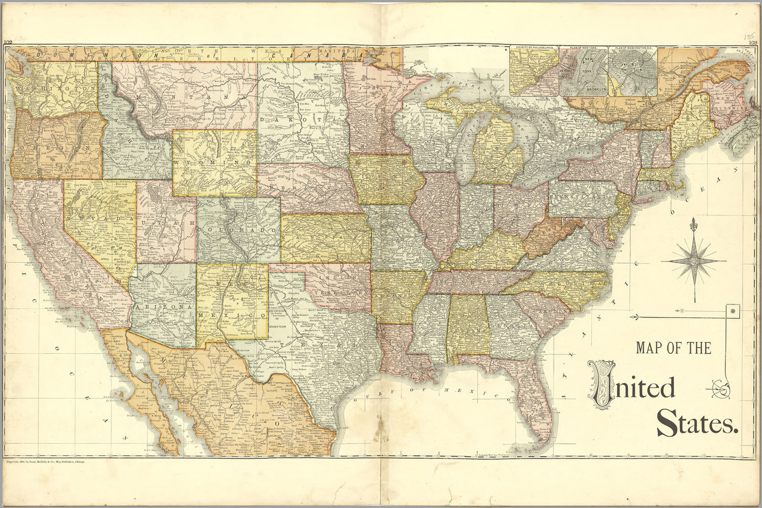 24"x36" Gallery Poster, Map of the United States of america 1885