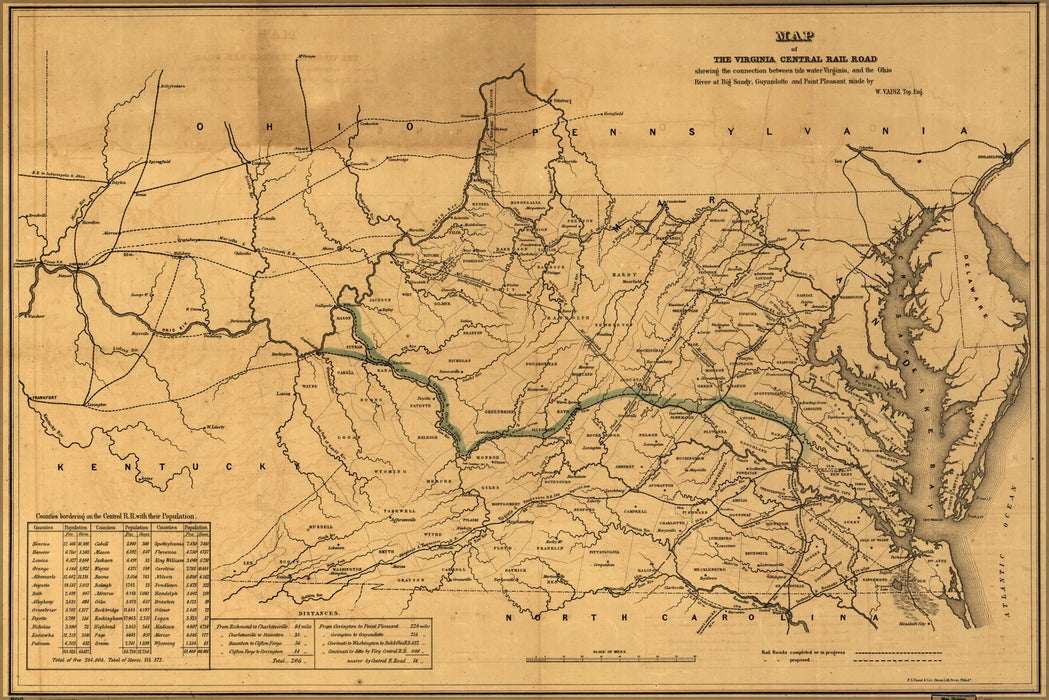 24"x36" Gallery Poster, Map of the Virginia Central RailRoad 1852 p2