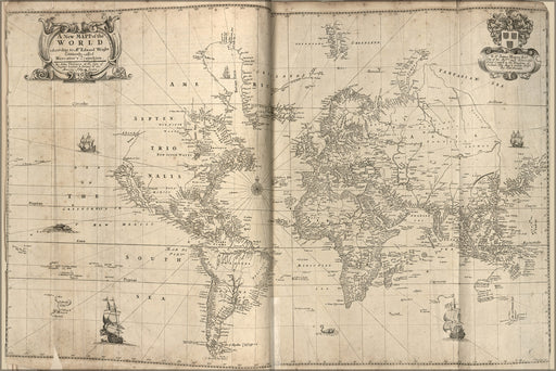 24"x36" Gallery Poster, Map of the World 1700