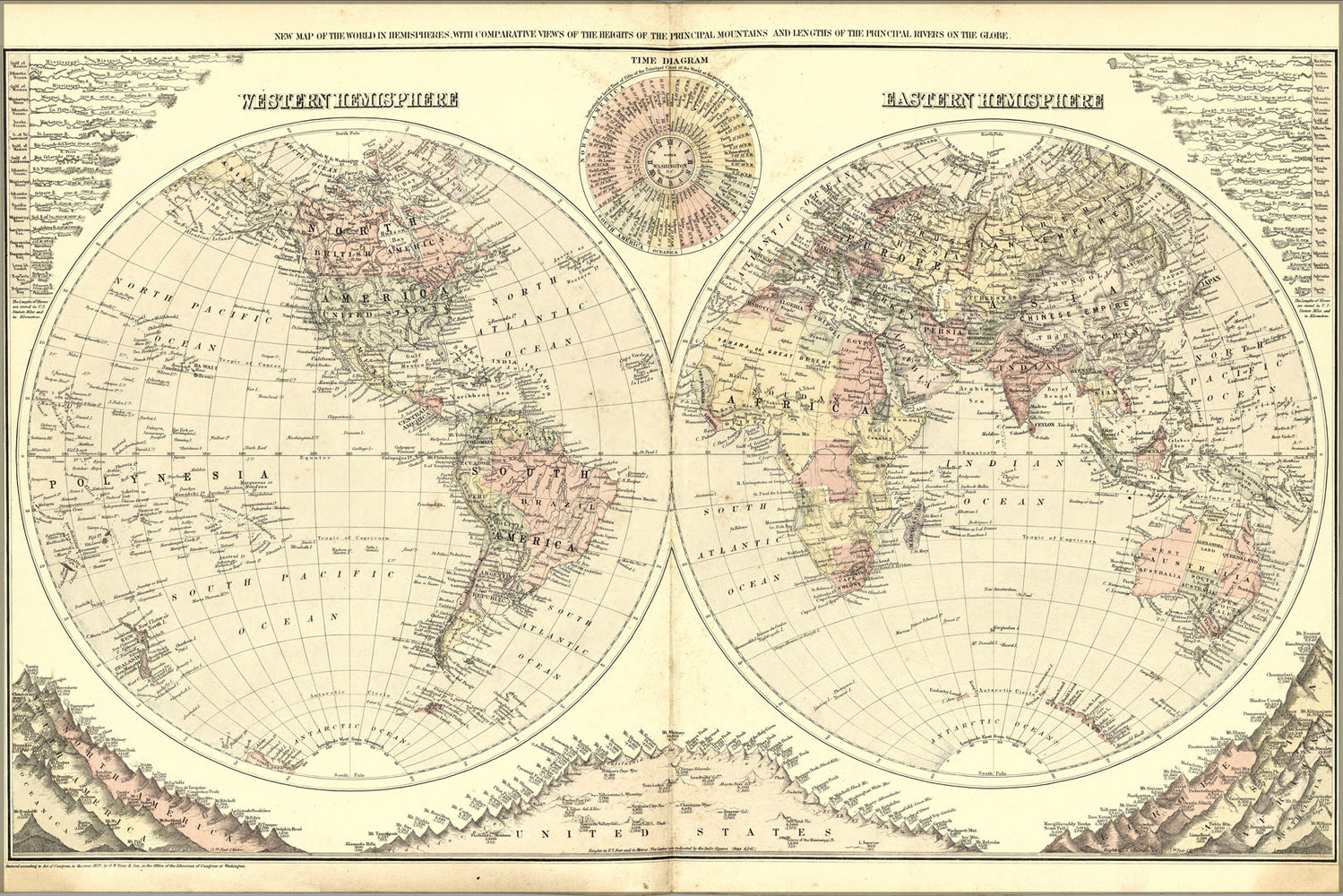 24"x36" Gallery Poster, Map of the World 1894