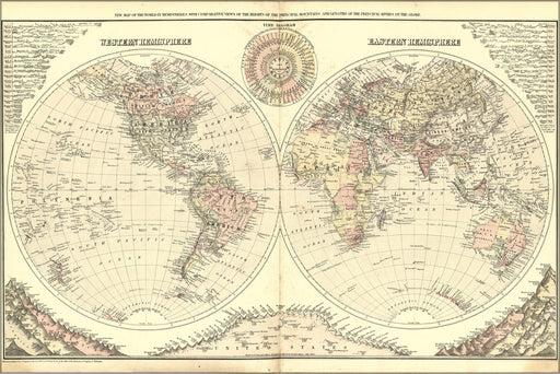 24"x36" Gallery Poster, Map of the World 1894