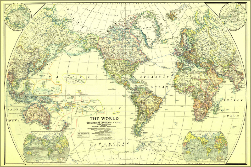 24"x36" Gallery Poster, Map of the World in 1922