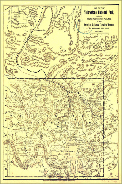 24"x36" Gallery Poster, Map of the Yellowstone National Park 1883 p2