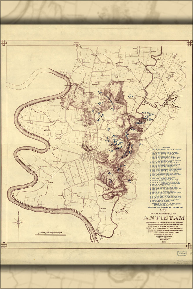 24"x36" Gallery Poster, Map of the battle field of Antietam 1862 p2