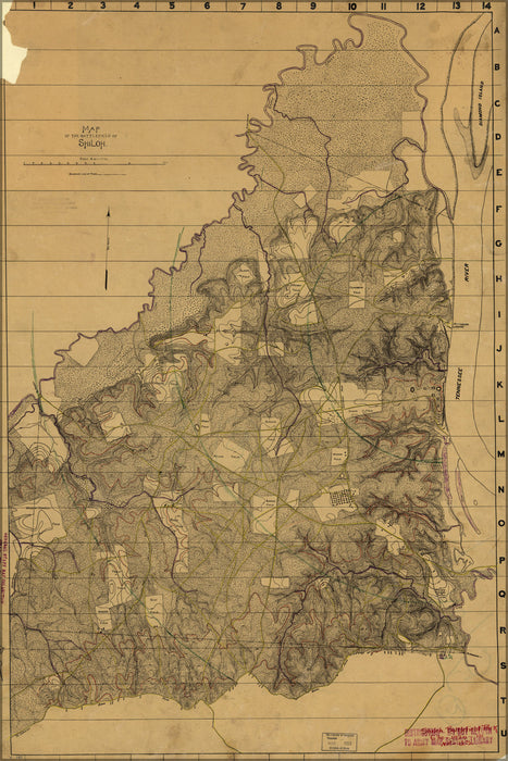 24"x36" Gallery Poster, Map of the battle field of Shiloh 1920