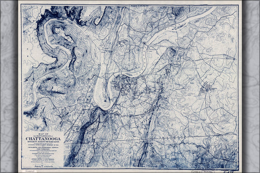 24"x36" Gallery Poster, Map of the battle fields of Chattanooga 1901