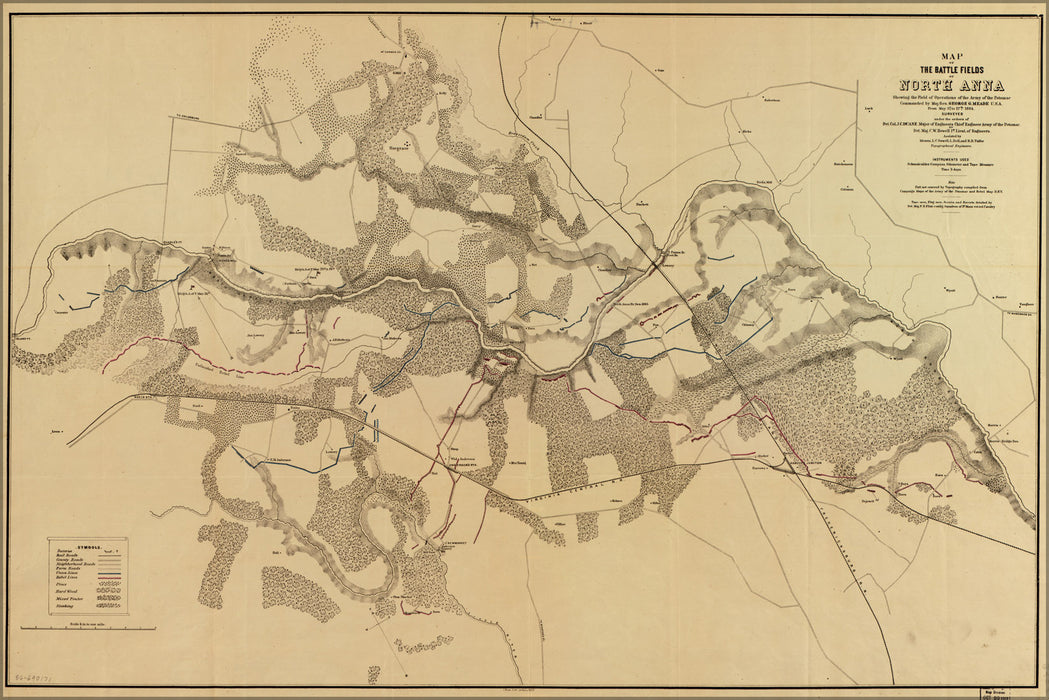 24"x36" Gallery Poster, Map of the battle fields of North Anna 1865