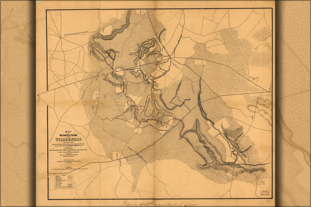 24"x36" Gallery Poster, Map of the battle fields of the Wilderness 1865