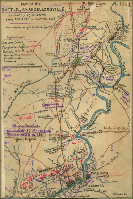 24"x36" Gallery Poster, Map of the battle of Chancellorsville 1863