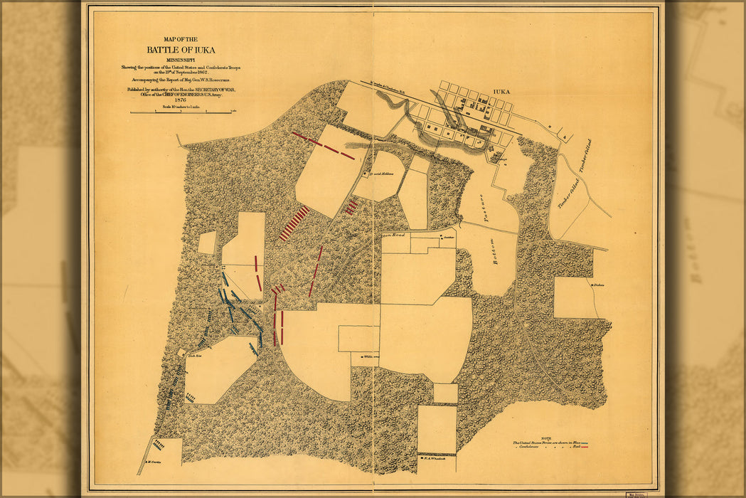 24"x36" Gallery Poster, Map of the battle of Iuka, Mississippi 1862