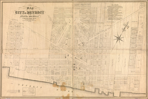 24"x36" Gallery Poster, Map of the city of Detroit Michigan 1835