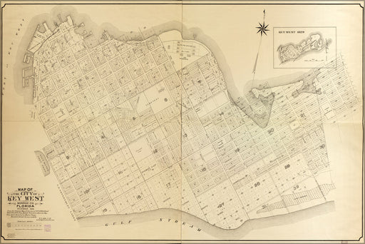24"x36" Gallery Poster, Map of the city of Key West, Florida 1908