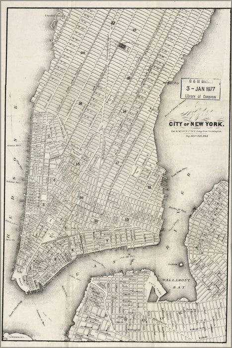 24"x36" Gallery Poster, Map of the city of New York 1860