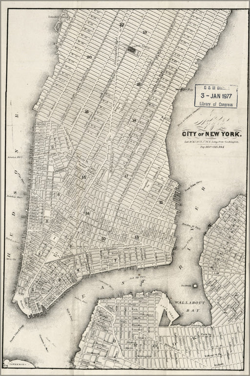 24"x36" Gallery Poster, Map of the city of New York 1860