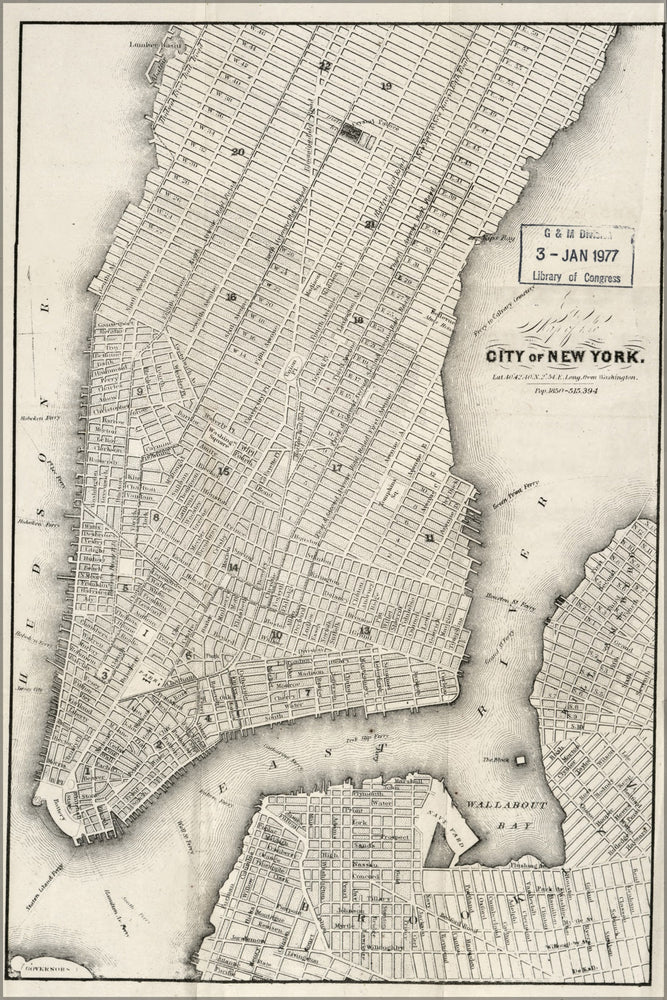 24"x36" Gallery Poster, Map of the city of New York 1860