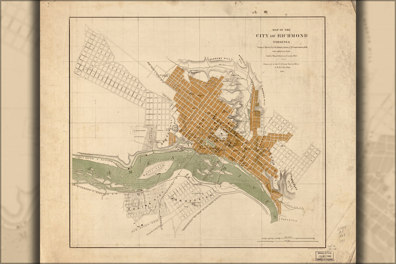 24"x36" Gallery Poster, Map of the city of Richmond, Virginia 1864 p2
