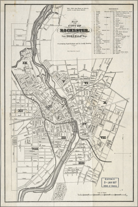 24"x36" Gallery Poster, Map of the city of Rochester new york 1870