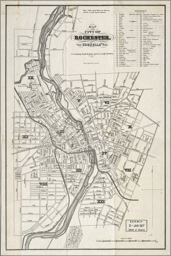 24"x36" Gallery Poster, Map of the city of Rochester new york 1870