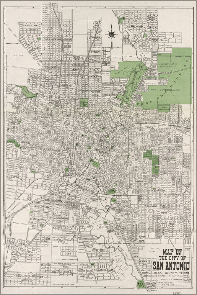 24"x36" Gallery Poster, Map of the city of San Antonio texas 1860