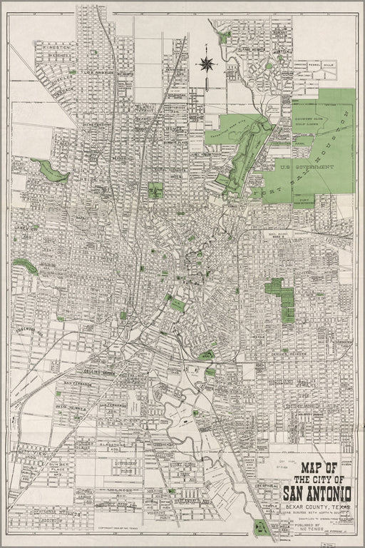 24"x36" Gallery Poster, Map of the city of San Antonio texas 1860