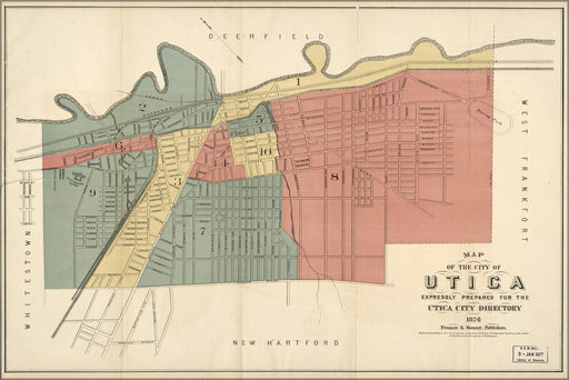 24"x36" Gallery Poster, Map of the city of Utica new york 1876