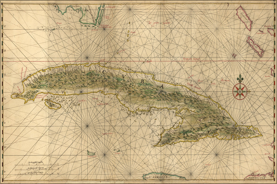 24"x36" Gallery Poster, Map of the complete island of Cuba 1639