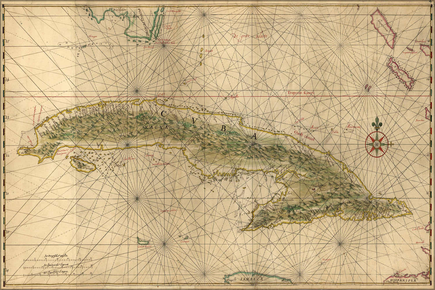 24"x36" Gallery Poster, Map of the complete island of Cuba 1639