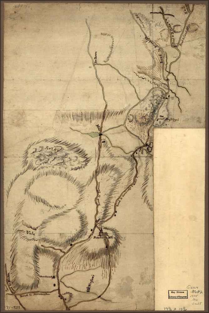 24"x36" Gallery Poster, Map of the environs of Boston 1775 p2