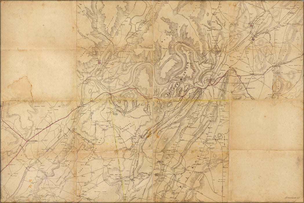 24"x36" Gallery Poster, Map of the environs of Chattanooga 1864