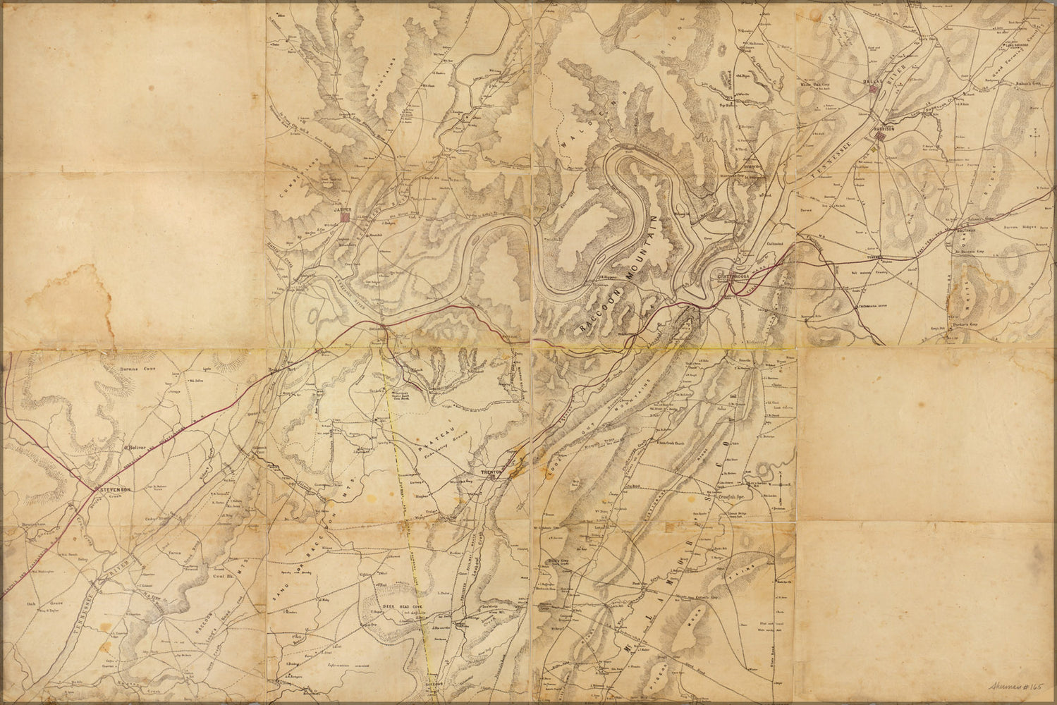 24"x36" Gallery Poster, Map of the environs of Chattanooga 1864